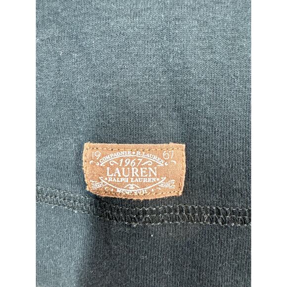 Ralph Lauren Womens Black Long Sleeve Leather Elbow Pad Zip Shoulder Top Size L - Picture 3 of 5